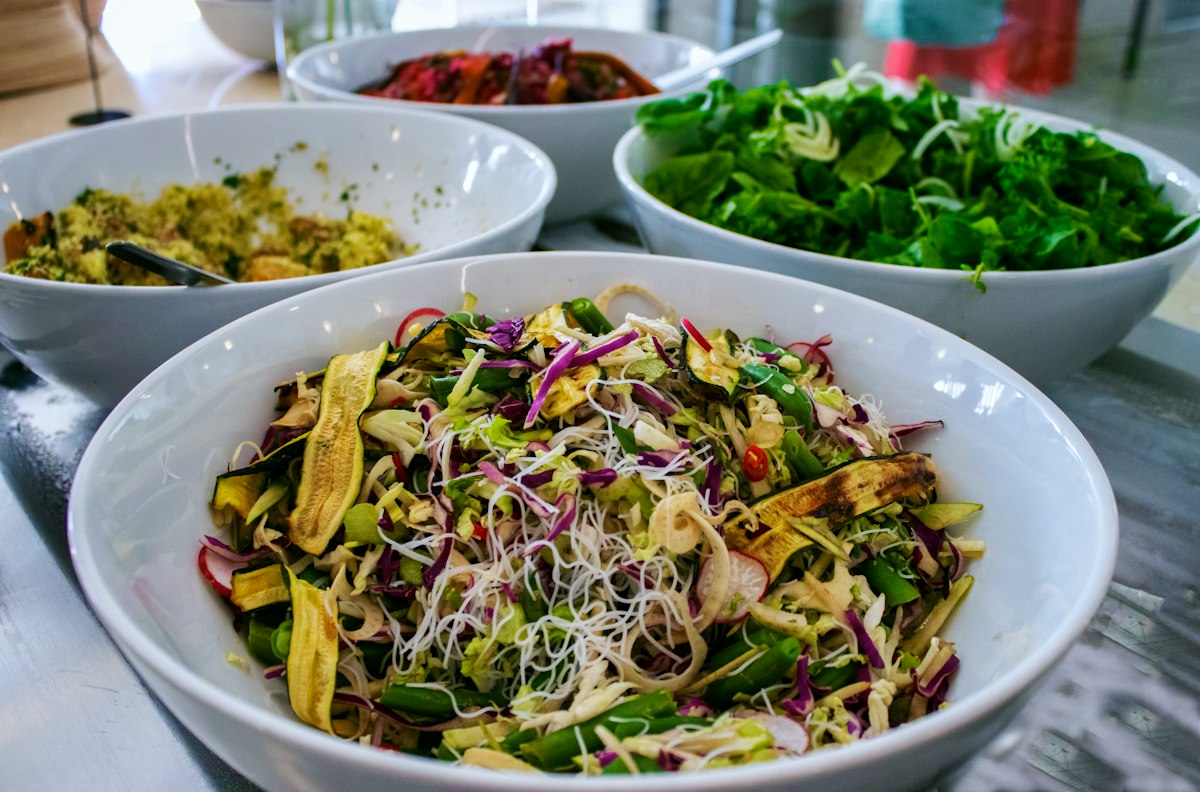 Low-fat meal prepared in a bright kitchen